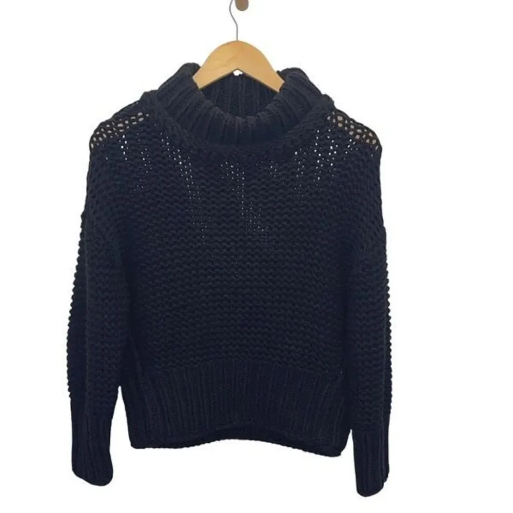 Free People Womens Open Chunky Knit‎ My Only Sunshine Sweater Black Size XS